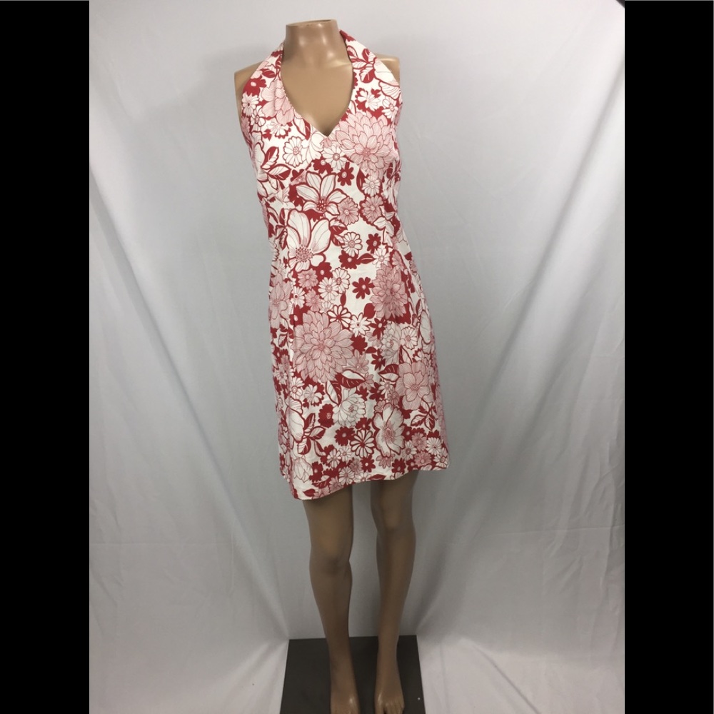 Young at heart halter dress! Sz Large red/white